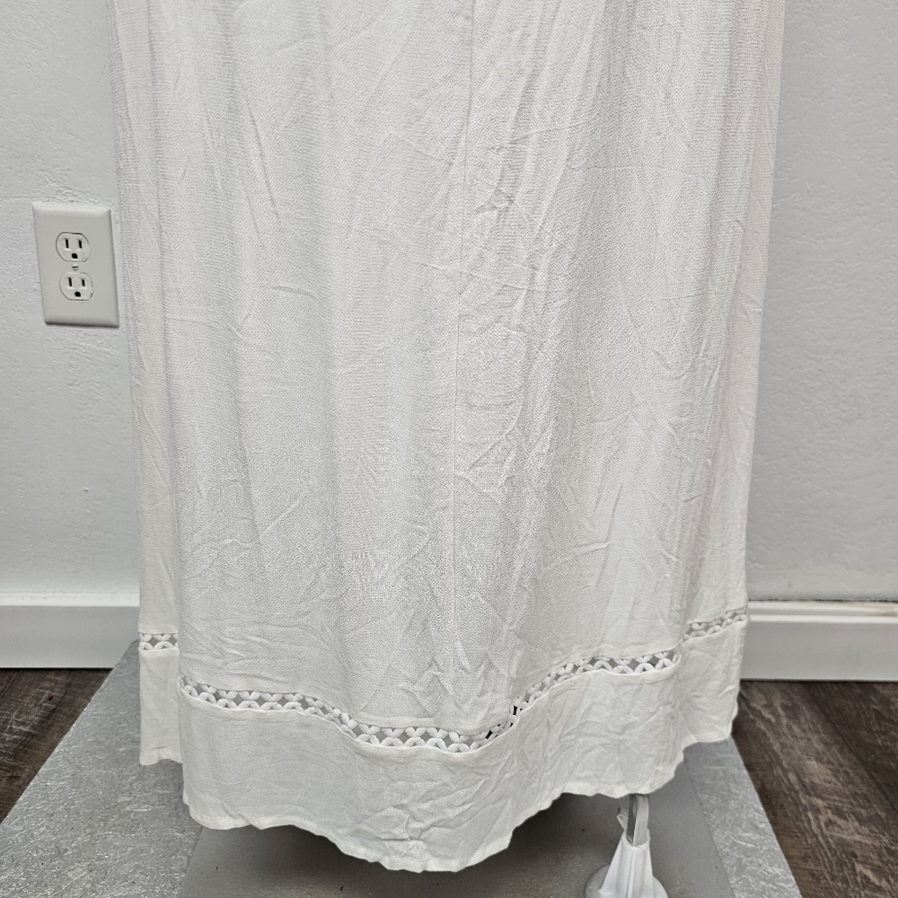 Candalite White Maxi Dress NEW Back Elastic Waist Belt Sz XL Fairy Wedding - Picture 8 of 11